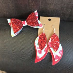 Beautiful summer dangle earrings and bow set